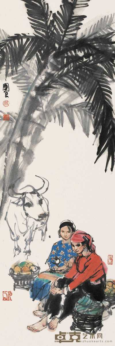 史国良 芭蕉少女 镜心 102×34.5cm